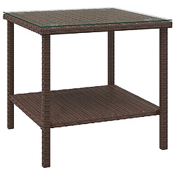 vidaXL Table d'appoint marron 45x45x45 cm poly rotin et verre trempé