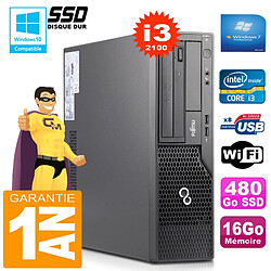 PC Fujitsu Esprimo E500 E85+ SFF Core I3-2100 RAM 16Go Disque 480 Go SSD Wifi W7 · Occasion 