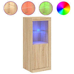 Maison Chic Commode Buffet - Meuble de rangement avec lumières LED chêne sonoma 41x37x100 cm -GKD62950