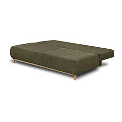 Banquette convertible 3 places MIKA - Velours côtelé vert kaki - Coffre de rangement - L 192 x H 84 x P 93 cm pas cher