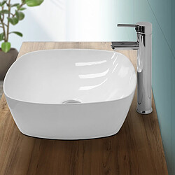 Ecd Germany Lavabo en céramique blanche vasque a poser ovale évier moderne 405x405x140 mm ECD Germany Vasque à Poser Salle de Bain - 405x405x140 mm - en Céramique - Ovale - Blanc - Vasque Salle de Bain - Lave-Mains Évier - Lavabo à Poser sur Meuble- Design Moderne - sans Kit de Vidange