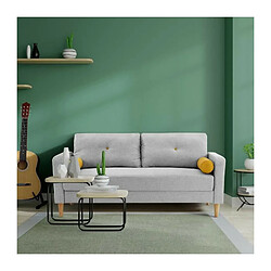 Canape 3 places + 2 coussins - Tissu Gris clair - L 175 x P 80 x H 85 cm - COPENHAGUE