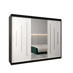 Abiks Meble Armoire YORK 1 À Portes Coulissantes 200/250/62 3 Portes (Noir/Blanc)