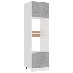 vidaXL Armoire à micro-ondes Gris béton 60x57x207 cm Bois d’ingénierie