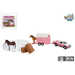 Kids Globe Mitsubishi avec remorque à chevaux et accessoires Rose 27cm 