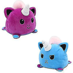 Universal Poupée d'humeur flip réversible double face flip animal licorne peluche poupée poupée bleu bleu + violet ¼ ‰