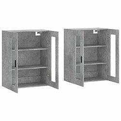 Acheter Maison Chic Lot de 2 Armoires murales,Meuble de Rangement,Armoire Suspendue gris béton bois d'ingénierie -MN51239