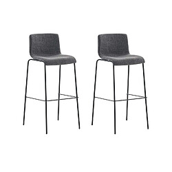 Non Lot de 2 tabourets de bar Hoover tissu 4 pieds structure noir