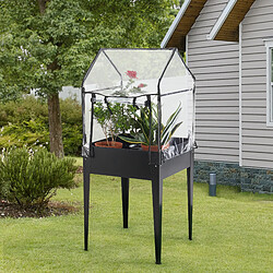 Potager surélevé Katwijk à hauteur ergonomique en acier et PVC 60 x 60 x 152 cm anthracite [en.casa]