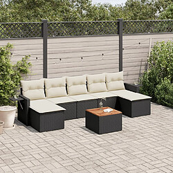 Maison Chic Ensemble Tables et chaises d'extérieur 8 pcs avec coussins,Salon de jardin noir résine tressée -GKD982262