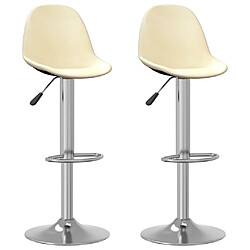 vidaXL Tabourets de bar lot de 2 crème tissu 