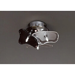 Luminaire Center Plafonnier/Applique Otto 3 Ampoules G4 rond, chrome poli/verre dépoli/verre noir