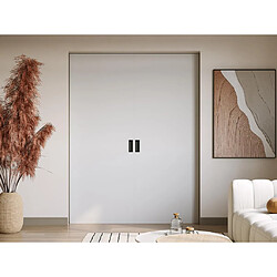 Vente-Unique Porte coulissante double avec système à galandage - 2 x H205 x L73 cm - MDF + PVC Blanc - VARIN II