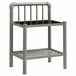 Maison Chic Table de chevet,Table de Nuit,Meuble de Rangement Gris et noir 45x34,5x62,5 cm Métal et verre