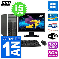 PC Tour HP 6300 CMT Ecran 27" Intel i5-3470 RAM 8Go SSD 120Go Windows 10 Wifi · Occasion 