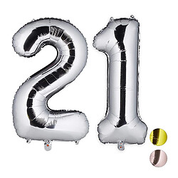 Relaxdays Ballon chiffre numéro 25 gonflable anniversaire décoration géant mariage fête hélium 85-100 cm XXL, argent