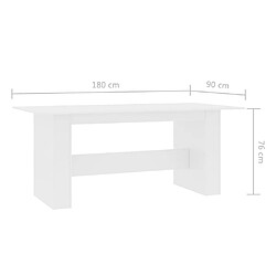 vidaXL Table à manger Blanc 180x90x76 cm Bois d’ingénierie pas cher