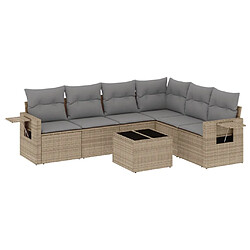 vidaXL Salon de jardin avec coussins 7 pcs beige résine tressée