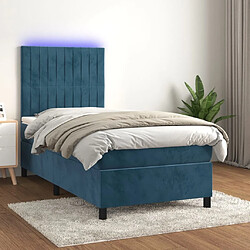 Sommier à lattes et matelas LED,Cadre à lattes de lit pour Adulte Bleu foncé 90x190cm Velours -MN96623