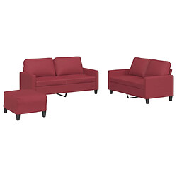 vidaXL Ensemble de canapés 3 pcs et coussins Rouge bordeaux Similicuir