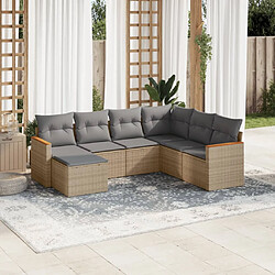 vidaXL Salon de jardin avec coussins 7 pcs beige résine tressée