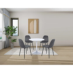 Hooma Lot de 4 chaises scandinaves confortables en velours et métal - Gris