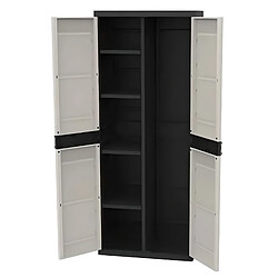 Pegane Armoire meuble de rangement 2 portes, intérieur/extérieur coloris noir/taupe - Longueur 70 x Profondeur 44 x Hauteur 176 cm