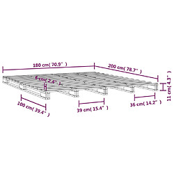 vidaXL Lit de palette blanc 180x200 cm bois de pin massif très grand pas cher