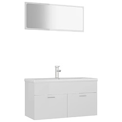 vidaXL Ensemble de meubles de bain Blanc brillant Bois d'ingénierie