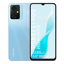 (Bleu) Smartphone OSCAL C70 BLACKVIEW 6GB 128GB 50MP caméra 6.6 pouces 5180mAh batterie Octa Core Android 12 4G téléphones portables Bluetooth FM OTG WIFI