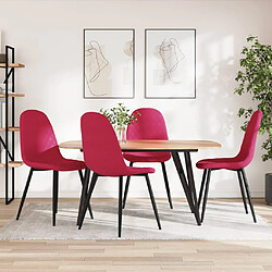 vidaXL Chaises à manger lot de 4 Rouge bordeaux Velours