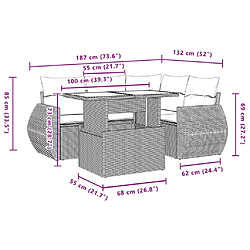 vidaXL Salon de jardin avec coussins 5 pcs beige résine tressée pas cher