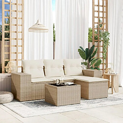 Maison Chic Salon de jardin avec coussins 5 pcs | Ensemble de Table et chaises | Mobilier d'Extérieur beige résine tressée -GKD58528