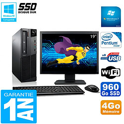 PC Lenovo M92p SFF Ecran 19" Intel G630 4Go Disque 960Go SSD Wifi W7 · Occasion 