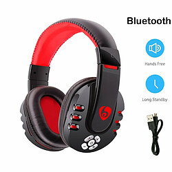 V8-1 Casque De Jeu Compatible Bluetooth Microphone Intégré Batterie Au Lithium Rechargeable Casque Noir Rouge