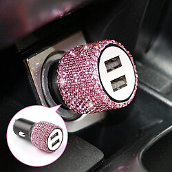 Wewoo Chargeur de marteau de sécurité pour téléphone portable à double charge de voiture Diamond rose 