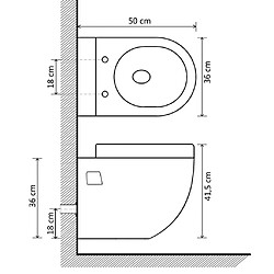 vidaXL Toilette suspendue au mur avec réservoir caché Céramique Noir pas cher