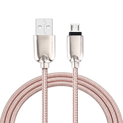 Wewoo Câble rose pour Samsung, HTC, Sony, Huawei, Xiaomi, Meizu et autres appareils Android avec port micro USB Tête en métal tissé 1M 108 cœurs en cuivre Micro USB vers USB de chargement de synchronisation de données,