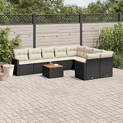 Maison Chic Salon de jardin 10 pcs avec coussins, Ensemble Tables et chaises d'extérieur noir résine tressée -GKD878341