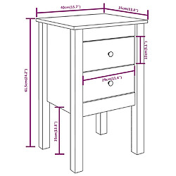 vidaXL Table de chevet 40x35x61,5 cm Bois de pin massif pas cher