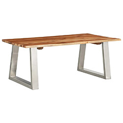 vidaXL Table basse 100x60x40 cm Bois d'acacia et acier inoxydable