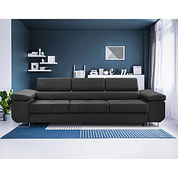 Bestmobilier Pablo - canapé 3 places - convertible avec têtières réglables - en velours Pablo - canapé 3 places - convertible avec têtières réglables - en velours - Gris foncé