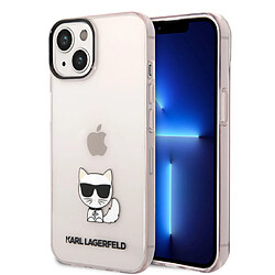 Karl Lagerfeld Coque arrière en TPU Choupette Transparent Rose pour iPhone 14 Plus 