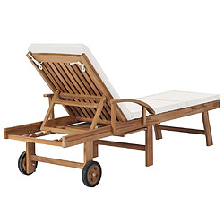 Helloshop26 Lot de 2 transats chaise longue bain de soleil lit de jardin terrasse meuble d'extérieur avec coussins bois de teck solide crème 02_0012154 pas cher