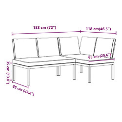 vidaXL Salon de jardin 2 pcs avec coussins noir aluminium pas cher