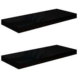 vidaXL Étagère murale flottante 2 pcs Noir brillant 60x23,5x3,8 cm MDF