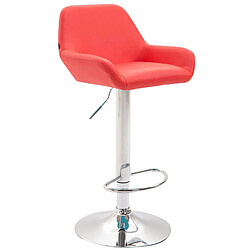 Decoshop26 Lot de 2 tabourets de bar repose-pieds en forme d'arc en métal chromé assise en PVC rouge 10_0004023