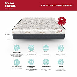 Matelas HR Viscosoja Excellence Nature 90x200 28 cm Double Face Indépendance des Lits Fermeté Haute Dream Confort pas cher