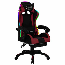 Maison Chic Chaise de jeu vidéo avec LED, Chaise gaming, Fauteuil gamer d'ordinateur,Chaise de Bureau RVB Bordeaux et noir Similicuir -GKD95649