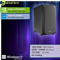 Sedatech PC Gamer Silent Silent • Intel i5-13400F • RTX4060Ti • 16Go DDR5 • 1To SSD M.2 • Windows 11